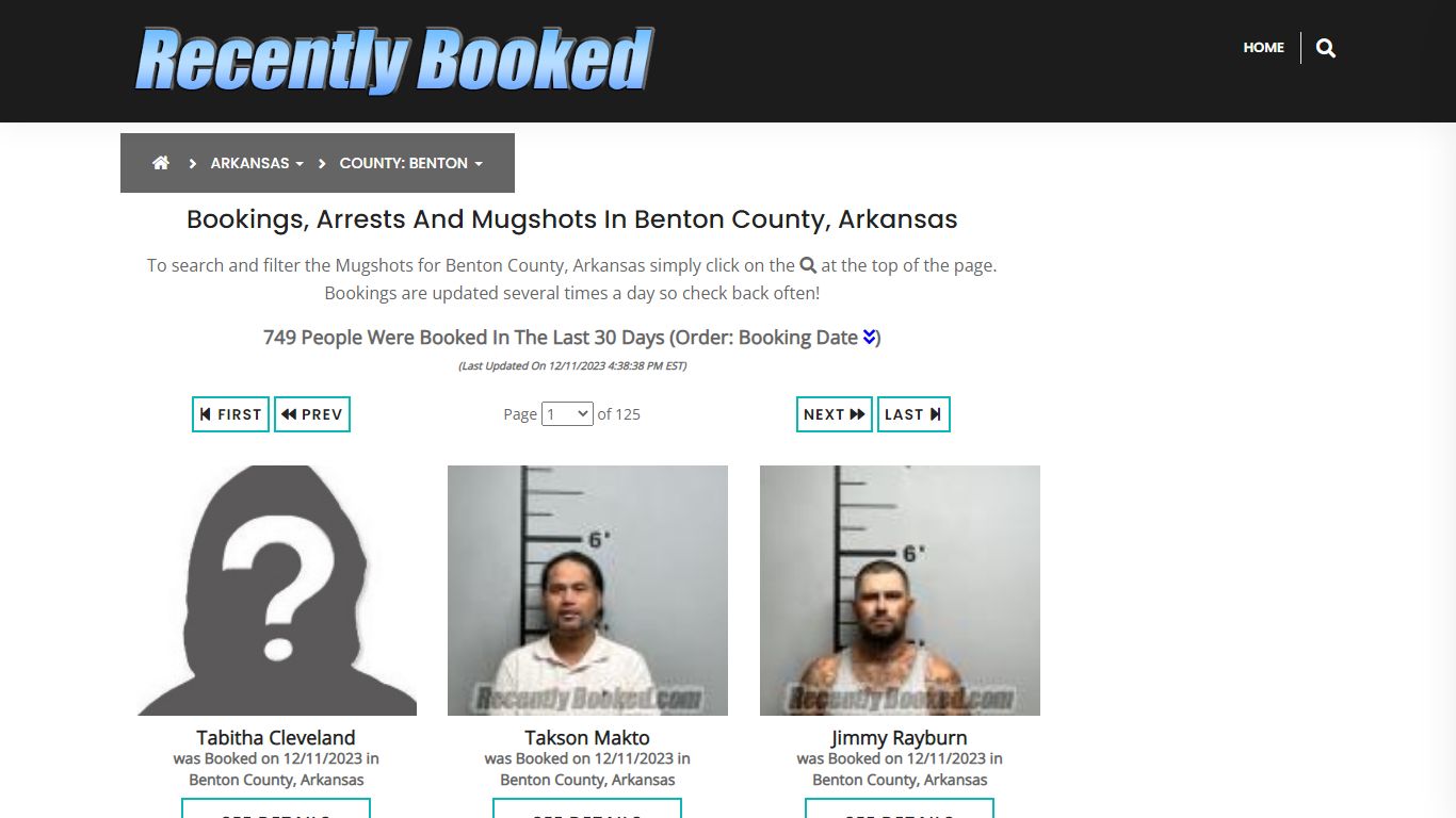 Bookings, Arrests and Mugshots in Benton County, Arkansas - Recently Booked